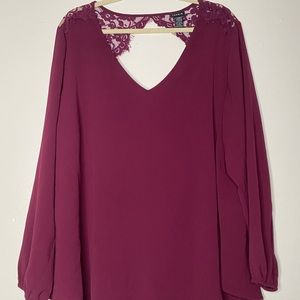 Torrid Burgundy Red Crepe Lace Draped Back Drop